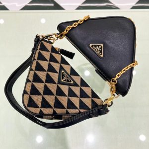 PRADA Symbole Embroidered Fabric Bag 1BC176