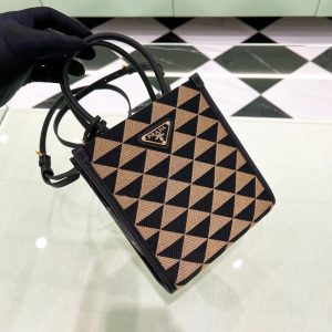 PRADA Symbole Embroidered Fabric Bag 1BA355