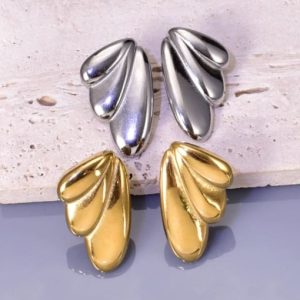 titanium steel wing hip hop stud earring
