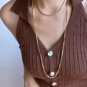 titanium steel snake bone chain minimalist multi strand necklace