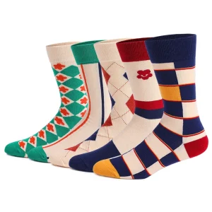 Custom logo High Quality Men's Dress Socks Funky Colorful Crew Socks Casual Cotton Patterned Socks