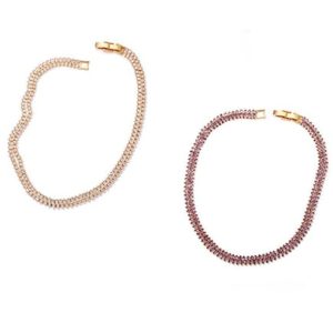 brass cubic zirconia geometric minimalist cuban necklace
