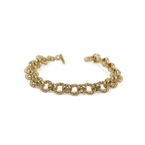brass hollow geometric  chain artisan link bracelet