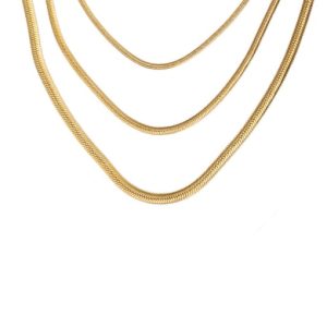 titanium steel geometric minimalist  snake bone chain necklace