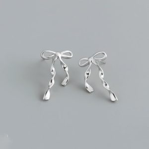 925 sterling silver bowknot minimalist drop earring