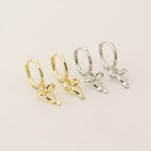925 sterling silver bowknot minimalist huggie earring
