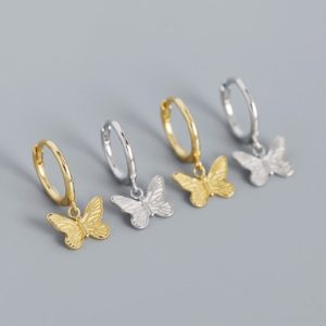 925 sterling silver butterfly vintage huggie earring
