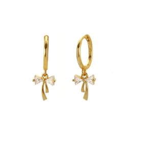 925 sterling silver cubic zirconia bowknot dainty huggie earring