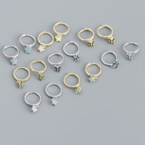 925 sterling silver cubic zirconia butterfly minimalist huggie earring