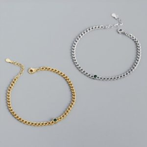 925 sterling silver cubic zirconia geometric vintage charm bracelet