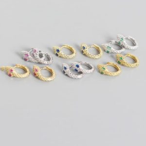 925 sterling silver cubic zirconia snake vintage huggie earring