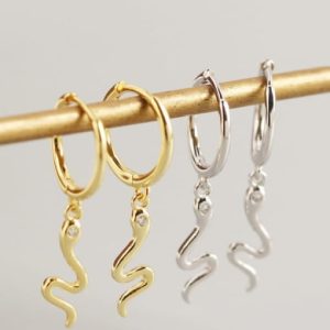 925 sterling silver snake trend huggie earring