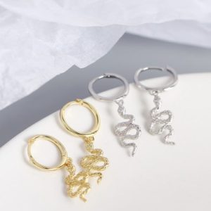 925 sterling silver snake trend huggie earring