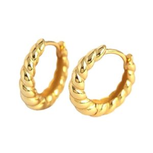 925 sterling silver twist geometric vintage hoop earring