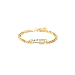 brass cubic zirconia enamel geometric trend link bracelet