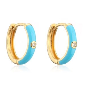 brass enamel geometric vintage huggie earring