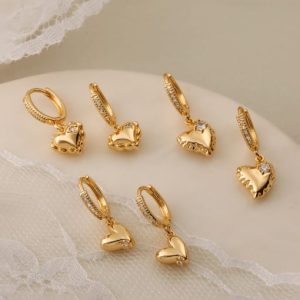 brass heart hip hop huggie earring