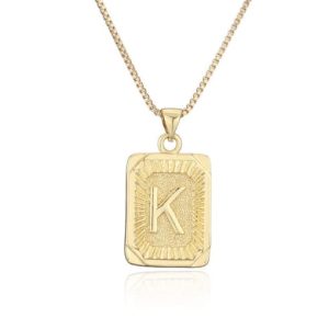 brass letter hip hop geometry pendant necklace