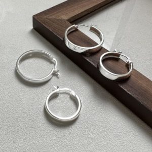 925 sterling silver geometric minimalist hoop earring