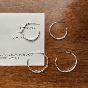 925 sterling silver geometric minimalist hoop earring