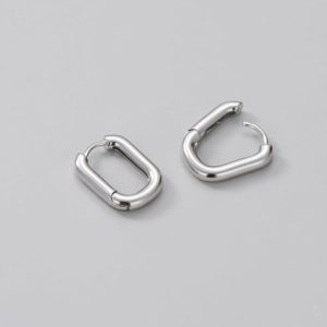 925 sterling silver geometric minimalist huggie earring