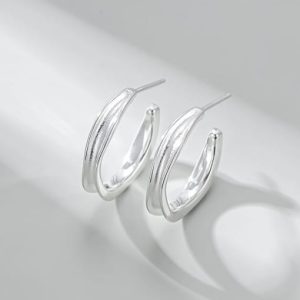 925 sterling silver geometric trend hoop earring