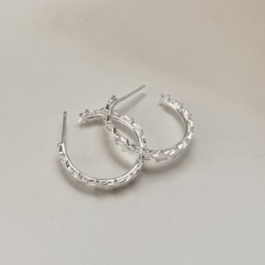 925 sterling silver pentagram minimalist hoop earring