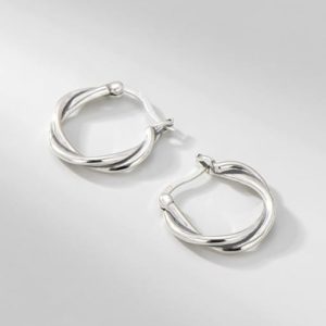 925 sterling silver round minimalist hoop earring