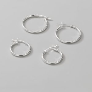 925 sterling silver round minimalist hoop earring