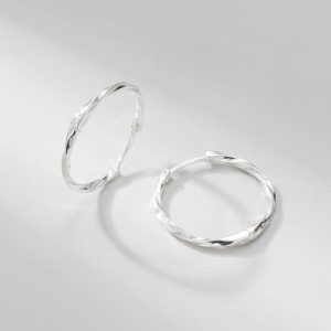925 sterling silver round wave minimalist hoop earring