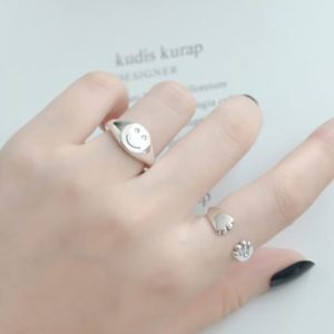 925 sterling silver smiley vintage band ring