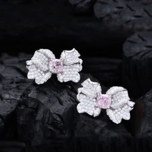 925 sterling silver high carbon diamond bowknot luxury cluster earring