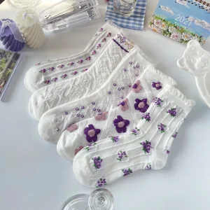 Women's High-Length Cotton Crew Socks for Spring Summer New Cute Fashion Ruffle Socks With Custom Logo for Girls