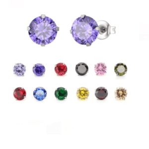 stainless steel 5mm cubic zirconia geometric minimalist single earring(single-only one)