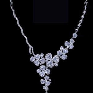 copper inlaid 3a zircon luxurious flashing asymmetrical necklace