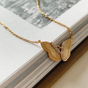 925 sterling silver butterfly vintage pendant necklace