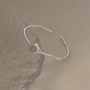925 sterling silver crystal irregular vintage cuff bangle