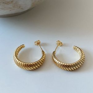 925 sterling silver geometric vintage hoop earring (single)