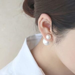 925 sterling silver imitation pearl round minimalist stud earring