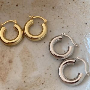925 sterling silver minimalist  smooth round hoop earring