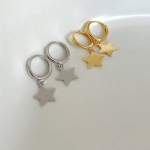 925 sterling silver smooth moon vintage huggie earring