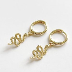 925 sterling silver snake vintage huggie earring