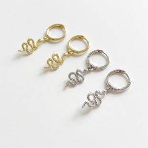 925 sterling silver snake vintage huggie earring