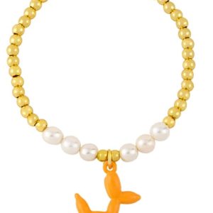 brass bead enamel dog minimalist beaded bracelet
