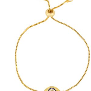brass cubic zirconia evil eye vintage adjustable bracelet