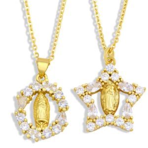 brass cubic zirconia heart hip hop regligious necklace