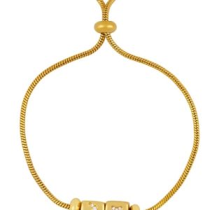 brass cubic zirconia square letter minimalist adjustable bracelet