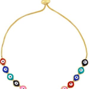 brass enamel minimalist  round link bracelet