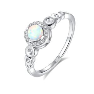 925 sterling silver with opal  simplistic round band rings