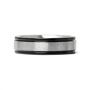 Stainless Steel Black Trim Brushed Center Blank Ring / CFR2929